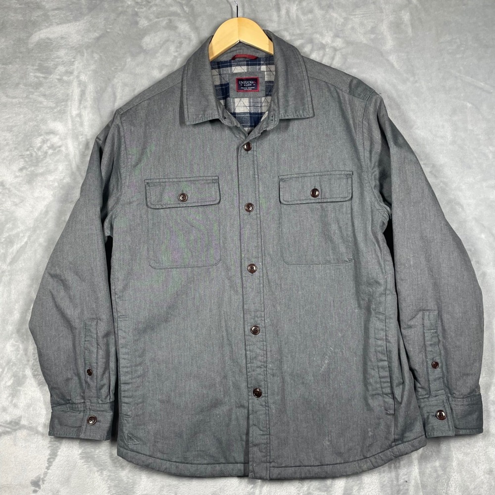 UNTUCKit Jacket Button Up Gray Plaid Lined Men's X-Large Utility Shacket